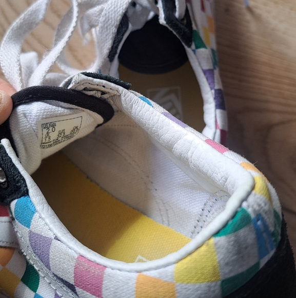 Vans old skool lace rainbow checker sneakers kids size 2 - Picture 4 of 6